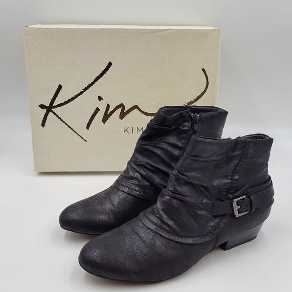 Kim Rogers Tanya Ankle Boots Booties Size 8 M Zip Faux Leather Buckle W/ Box - Picture 1 of 16